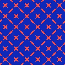 colorful geometric seamless pattern. simple raster abstract texture with crosses, grid, net, lattice. bright blue and red color. funky minimalist background. modern repeat design for decor, wallpapers