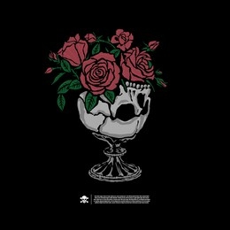 cup in the form of a skull and a rose. design for printing on t-shirts, stickers and more. vector.
