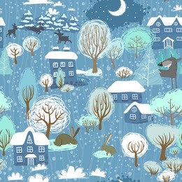 winter landscape seamless pattern