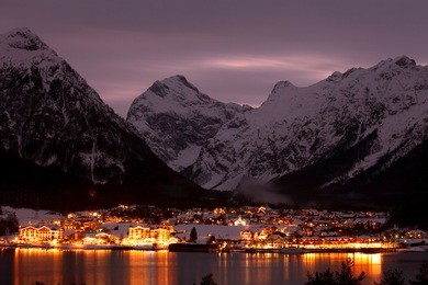night view of mountain village