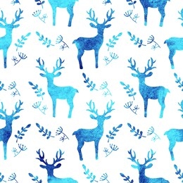 monochrome watercolor  hand drawn artistic grunge woodland deers vintage seamless pattern