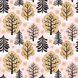 winter forest, christmas seamless pattern