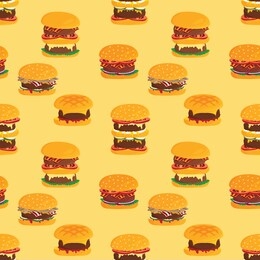 burger seamless pattern. fast food pattern. vector.
