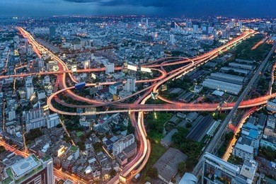 night view of the city in thailand