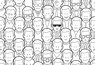 vector seamless texture black line funny cartoon men. isolated on white background.