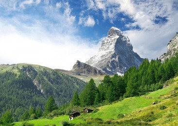 amazing view on matterhorn - famous mount in swiss alps 