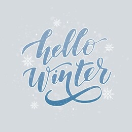 hello winter hand drawn lettering.design for invitation, greeting card, prints, posters and t-shirt. vector illustration.