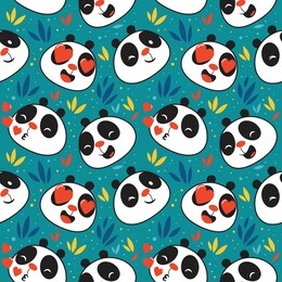 cute panda emoticon pattern seamless