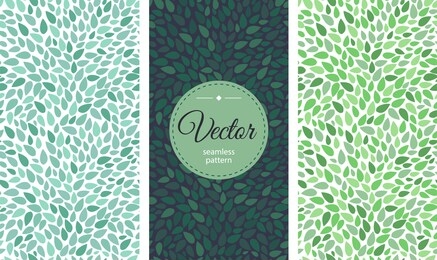 set seamless leaves pattern. round label with text on a background of floral ornament. packaging or label design template.