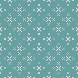 raster geometric seamless pattern with small flowers, crosses. elegant minimalist texture in turquoise green and pink color. abstract minimal repeat background. design for decor, wallpapers, textile