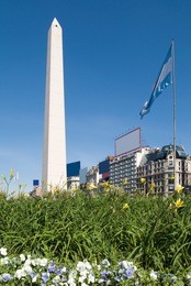 the obelisk a major touristic destination in buenos aires, argentina