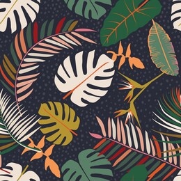 colorful seamless pattern. tropical leaves on a light background. floral seamless vector tropical pattern background with exotic leaves, jungle leaf. vector background for various surface.