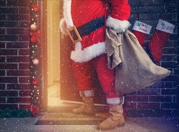 santa claus enter in house in christmas eve, concept