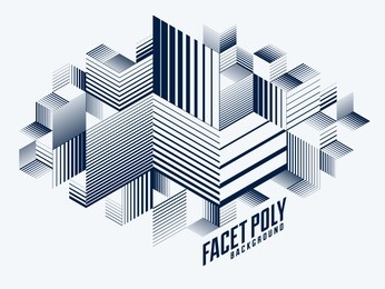 abstract polygonal background with stripy triangles and 3d cubes vector design. template for different advertising or covers or banners. retro style graphic element.