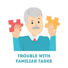 old man having trouble with familiar task. alzheimer disease symptom. confused person with a difficult problem. adult in stress. isolated  illustration in cartoon style
