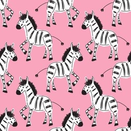 vector seamless pattern with funny  zebras. illustration of funny horses. children's drawing style, scrawl.
