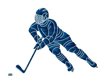 ice hockey player action cartoon sport graphic vector.