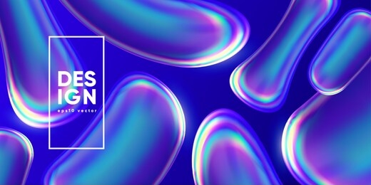 3d fluid shapes with holographic effect.  esp10 vetor.