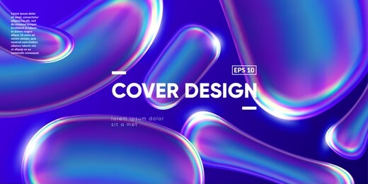 3d fluid shapes with holographic effect.  esp10 vetor.