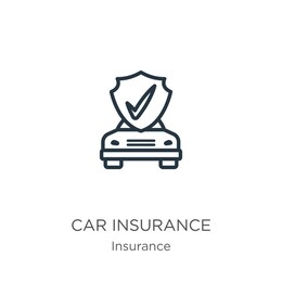 car insurance icon. thin linear car insurance outline icon isolated on white background from insurance collection. line vector sign, symbol for web and mobile