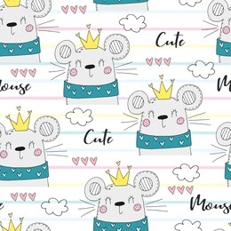 cute hand drawn doodle mouse seamless pattern