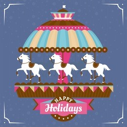 greeting card with carousel vector illustration