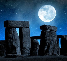 historical monument stonehenge in night,england, uk 