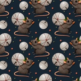 new year christmas rat mouse, seamless pattern	
