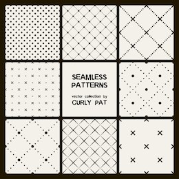 vector set of eight seamless patterns. modern stylish texture. repeating geometric tiles with dotted rhombuses. 