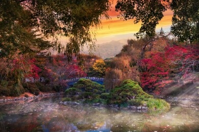 colorful autumn foliage at bulguksa buddhist temple, gyeongju, south korea