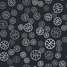 grey basketball ball icon isolated seamless pattern on black background. sport symbol.  vector illustration