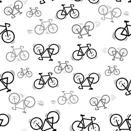 digital illustration black and white bikes pattern. white background
