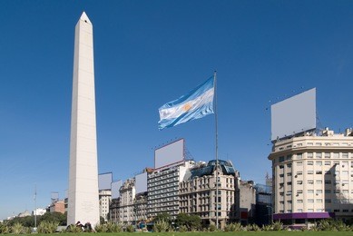 the obelisk a major touristic destination in buenos aires, argentina