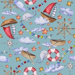 childish seamless pattern in a marine theme. is isolated. ideal for baby diapers, wrapping paper or as a backdrop.