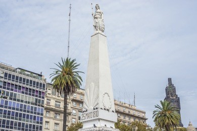 the piramide de mayo (may pyramid), on plaza de mayo square is the oldest national monument in the city of buenos aires, argentina.