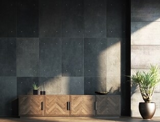 living room loft in industrial style,
3d render