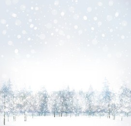 vector of winter scene with forest background. 