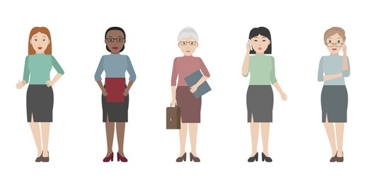 international company. multiethnic female team. vector illustration.