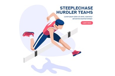 web page, place with hands of athletes. tournament with athletics characters for victory. cartoons on website page on a first strong competition for a gold medal. flat vector illustration