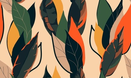 modern exotic jungle plants illustration pattern. creative collage contemporary floral seamless pattern. fashionable template for design.