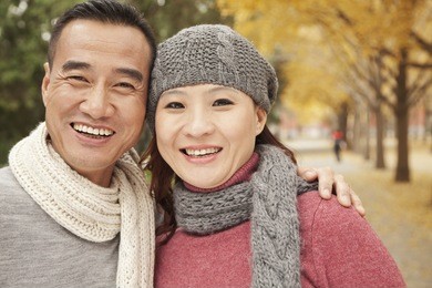smiling mature couple in park