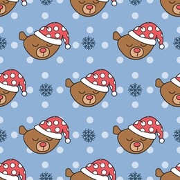 holidays seamless pattern with funny teddy bear. hand drawn vector teddy, trees. merry christmas background. xmas 2020 card.