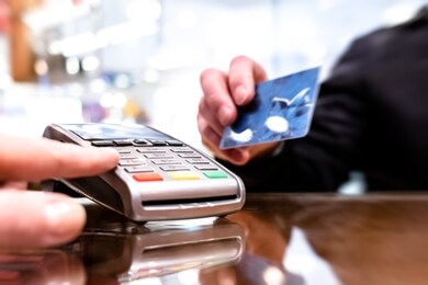 payment by card, in the payment terminal. electronic money. mobile banking. shopping complex