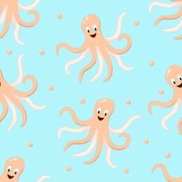 seamless octopus pattern on blue background. wallpaper background for kids.
