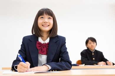 junior high school students studying at a cram school