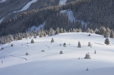 ski resort zell am see, austrian alps at winter