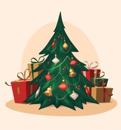 traditional christmas tree. cartoon vector illustration.