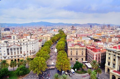 las ramblas main barcelona street top view