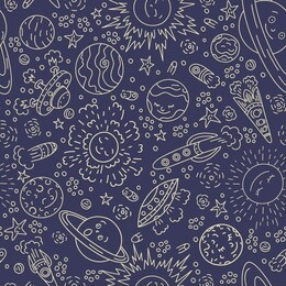vector space seamless pattern. hand drawn  doodle kids background