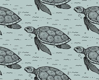seamless texture with turtle. repeating pattern. sea turtle theme.
